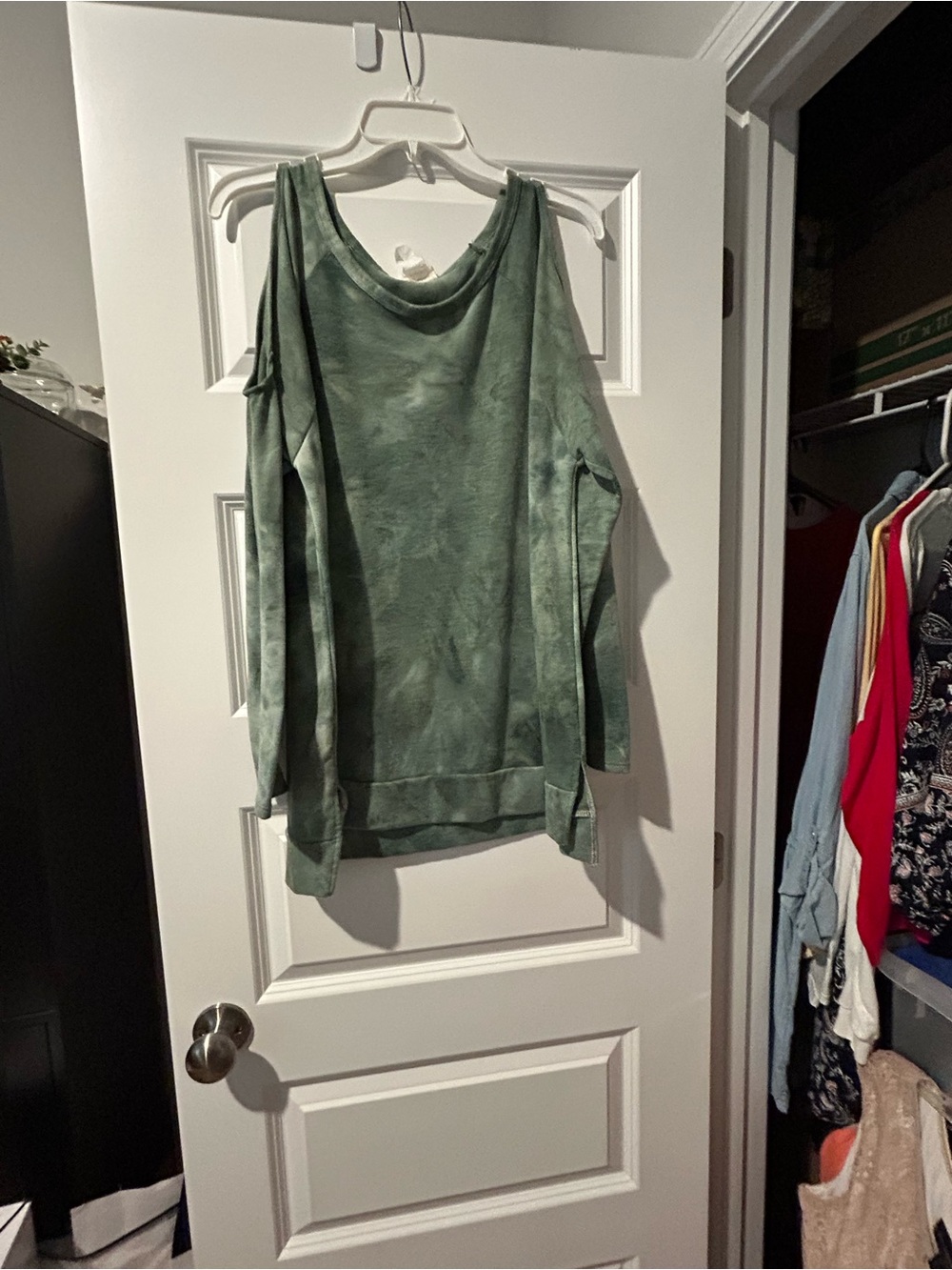 BiBi Green Long Sleeve Cold-Shoulder Top